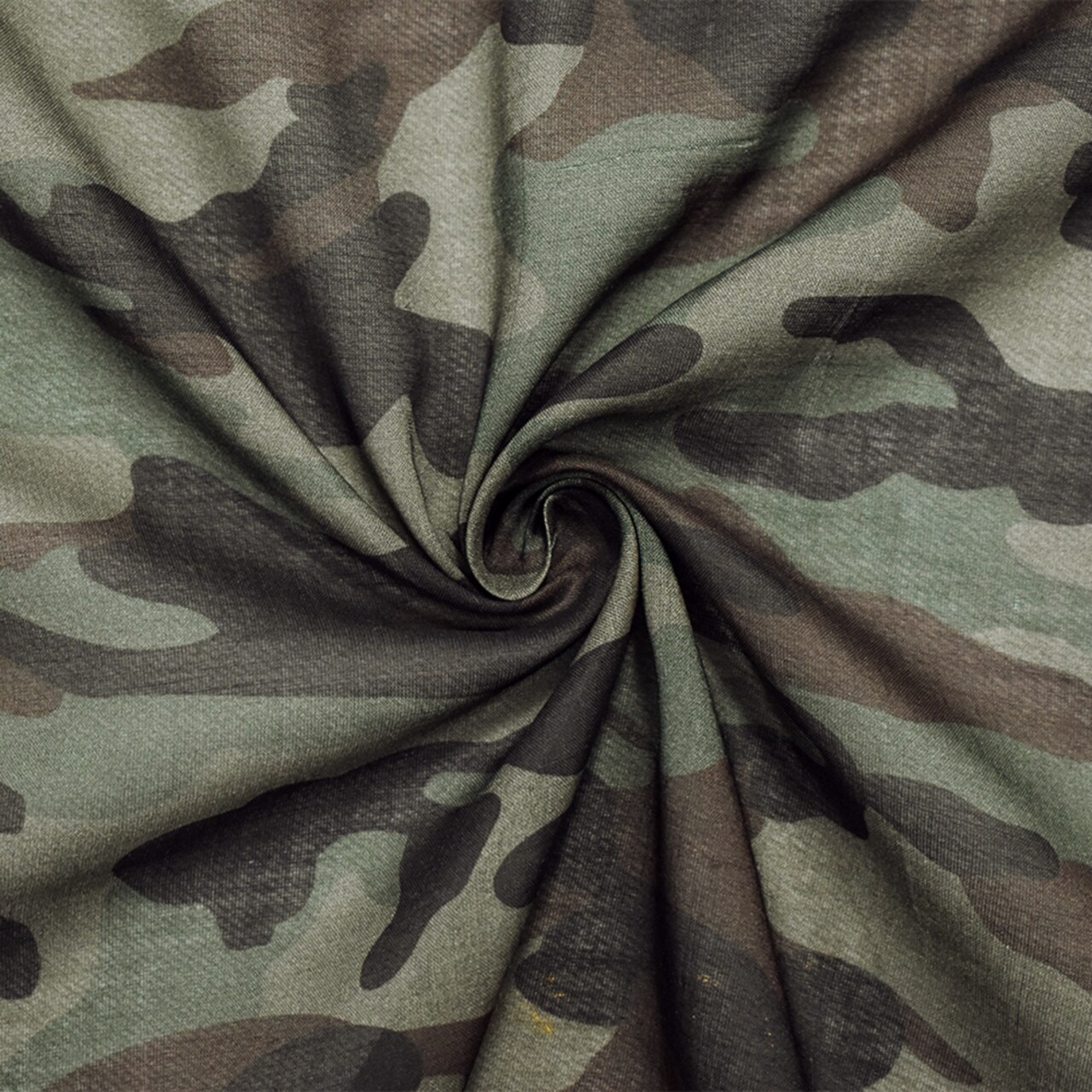 Brown-Green-Multi Cotton Famous Maker Camouflage Printed Voile Woven Fabric By the Yard